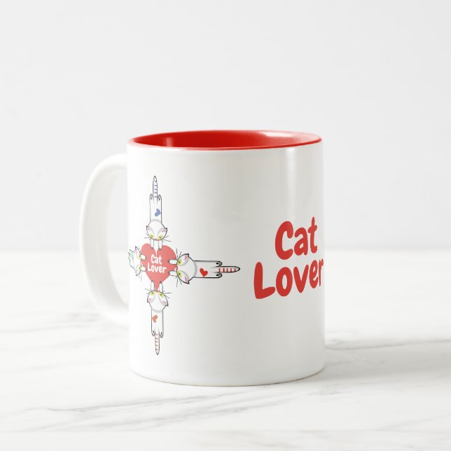 Caneca De Café Em Dois Tons Amantes de los gatitos (Frente Esquerda)