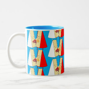 Caneca De Café Em Dois Tons Amantes de Vinho e Queijo