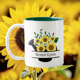 Caneca De Café Em Dois Tons amantes do jardim bonitos adicionam nome