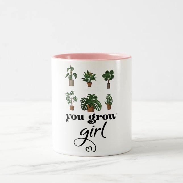 Caneca De Café Em Dois Tons Amantes engraçados do plante da Moça Crescente (Centro)