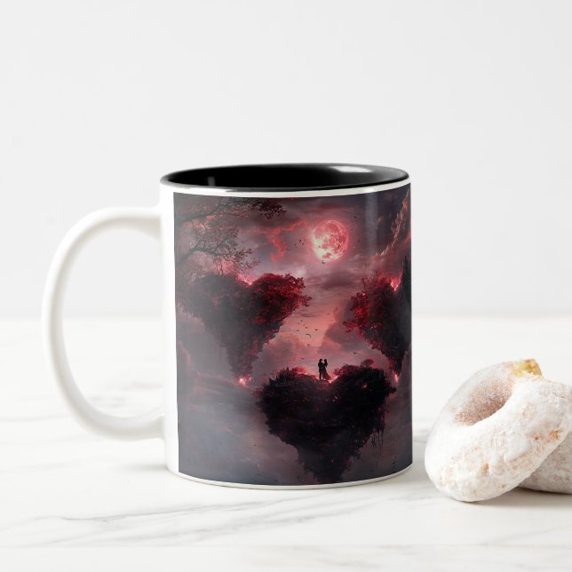Caneca De Café Em Dois Tons Amantes Entwinados (Com Donut)