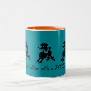 Caneca De Café Em Dois Tons Amantes pretos da caniche