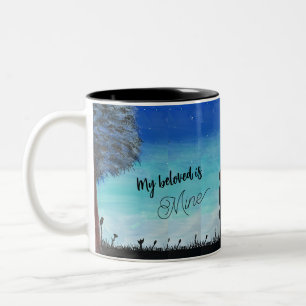 Caneca De Café Em Dois Tons Amantes Silhueta