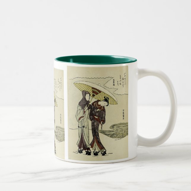 Caneca De Café Em Dois Tons Amantes sob um guarda-chuva (Direita)