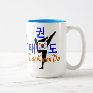 Caneca De Café Em Dois Tons ▪ ☯ ✔ Amar Arte Marcial Coreana TaeKwonDo Chic com