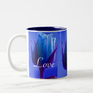 Caneca De Café Em Dois Tons Amar Azul Rosa Delícia