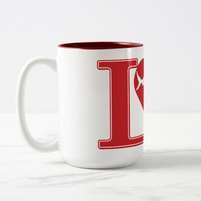 Caneca De Café Em Dois Tons Amar Tubarão (Esquerda)