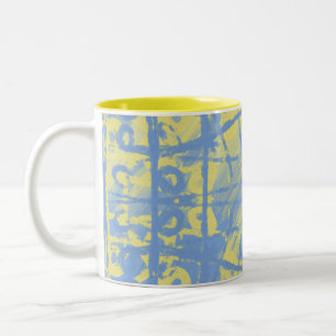 Caneca De Café Em Dois Tons Amarelo azul
