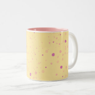 Caneca De Café Em Dois Tons Amarelo com Pontinhos Rosa