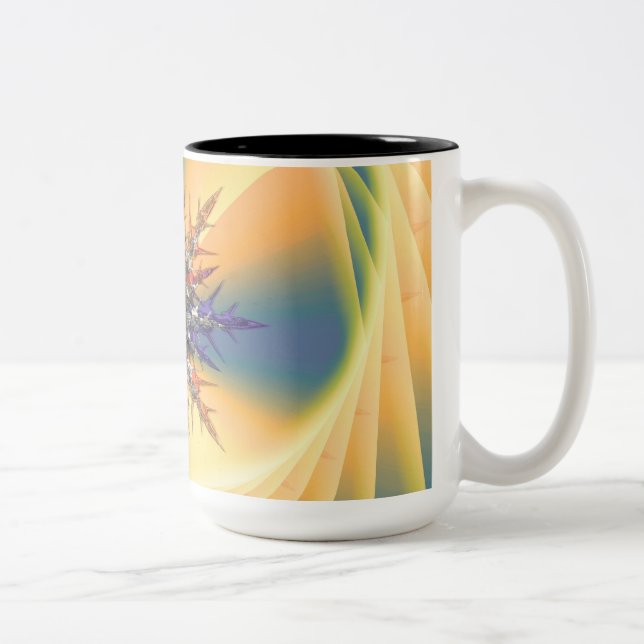 Caneca De Café Em Dois Tons Amarelo e Dimond Flower Moderno (Direita)