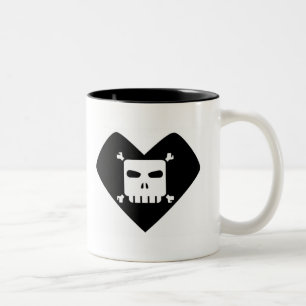 Caneca De Café Em Dois Tons Amarguras da manhã - coração do crânio