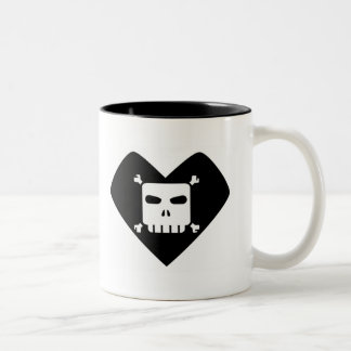 Caneca De Café Em Dois Tons Amarguras da manhã - coração do crânio