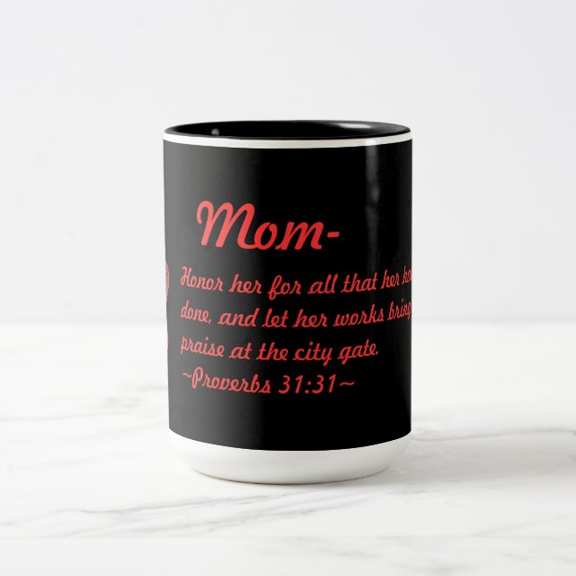 Caneca De Café Em Dois Tons Amaryllis Proverbs 31:31 (Centro)