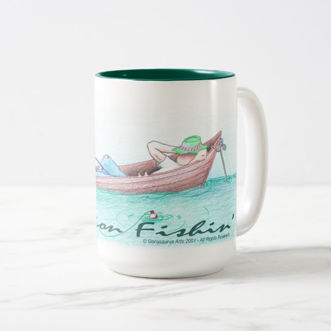 Caneca De Café Em Dois Tons Ambição Pescaria  (Frente Esquerda)