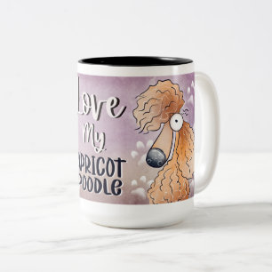 Caneca De Café Em Dois Tons Ame Meu Cartoon Apricot Poodle 15oz
