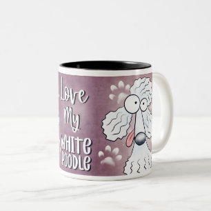 Caneca De Café Em Dois Tons Ame o meu desenho de poodle branco 11oz