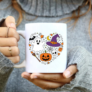Caneca De Café Em Dois Tons Ame os keepsakes de Aniversário do Dia das Bruxas