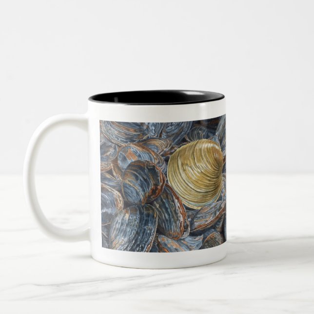 Caneca De Café Em Dois Tons Amêijoas e Concha de Quahog (Esquerda)
