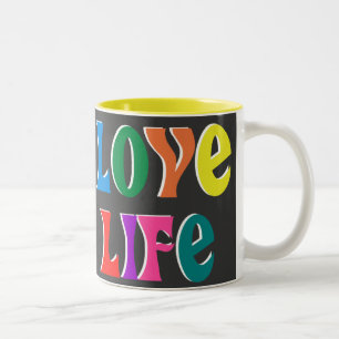 Caneca De Café Em Dois Tons AMEM A VIDA! mensagem cristã personalizável