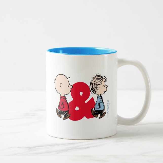 Caneca De Café Em Dois Tons Amendoins | Charlie Brown & Linus (Direita)