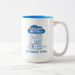Caneca De Café Em Dois Tons Amendoins   Snoopy Feeling Blue Também Está Bem