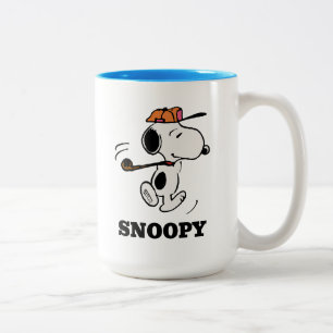 Caneca De Café Em Dois Tons Amendoins   Snoopy Golf Swing