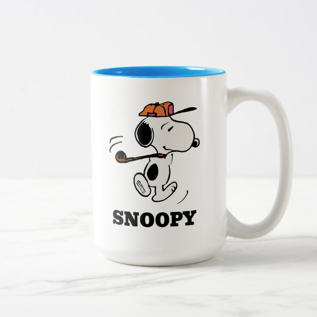 Caneca De Café Em Dois Tons Amendoins | Snoopy Golf Swing (Direita)