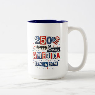 Caneca De Café Em Dois Tons América 250 Feliz Aniversário 4 de julho de 2026