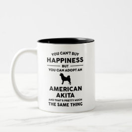 Caneca De Café Em Dois Tons American Akita Adotion Felicidade