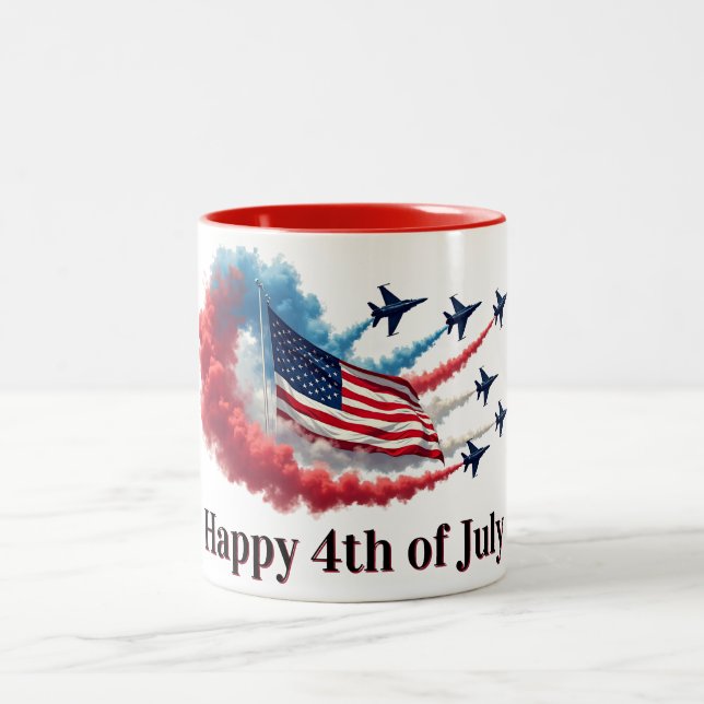 Caneca De Café Em Dois Tons American Flag, 4 de julho (Centro)