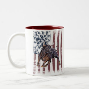 Caneca De Café Em Dois Tons American Flag Bull