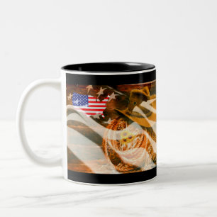Caneca De Café Em Dois Tons American Flag Sunrays