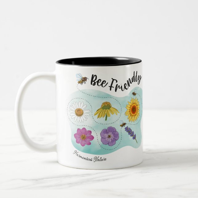 Caneca De Café Em Dois Tons Amigável às abelhas - Natureza Harmoniosa (Esquerda)