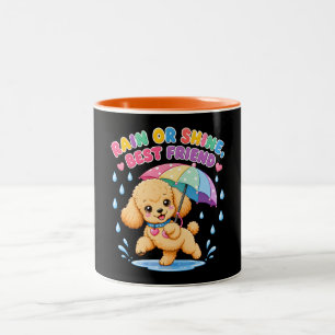 Caneca De Café Em Dois Tons Amigo Fiel Sob Chuva ou Sol Design de Cachorro Poo