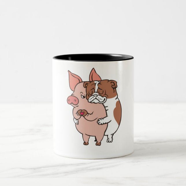 Caneca De Café Em Dois Tons Amigo Não Comida Inglês Bulldog (Centro)
