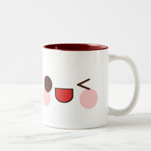 Caneca De Café Em Dois Tons Amigo Rosto Doce Kawaii Olhos Felizes