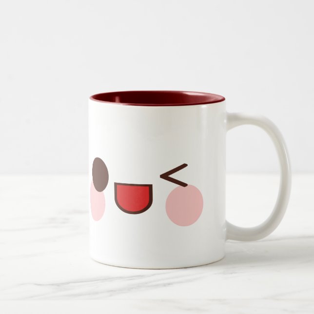 Caneca De Café Em Dois Tons Amigo Rosto Doce Kawaii Olhos Felizes (Direita)