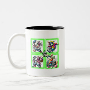 Caneca De Café Em Dois Tons Amigos da Páscoa de Hip Hop, Neon Green