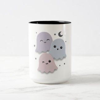 Caneca De Café Em Dois Tons Amigos Fantasmas Pastel Adoráveis no Halloween