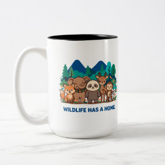 Caneca De Café Em Dois Tons Amigos Fofos Animais da Floresta "A Vida Selvagem