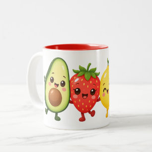 Caneca De Café Em Dois Tons Amigos Frutíferos Felizes