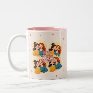 Caneca De Café Em Dois Tons Amigos, manter colagem adicione sua foto