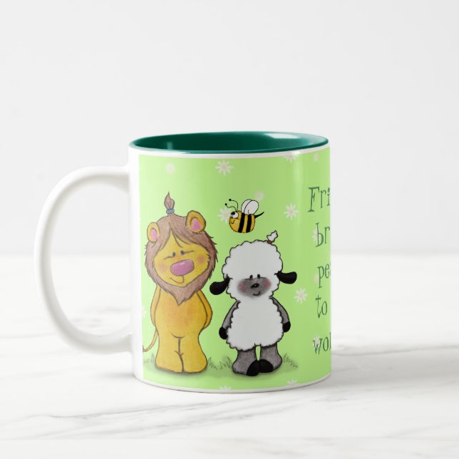 Caneca De Café Em Dois Tons Amigos Verdadeiros de Leão e Lambe (Esquerda)