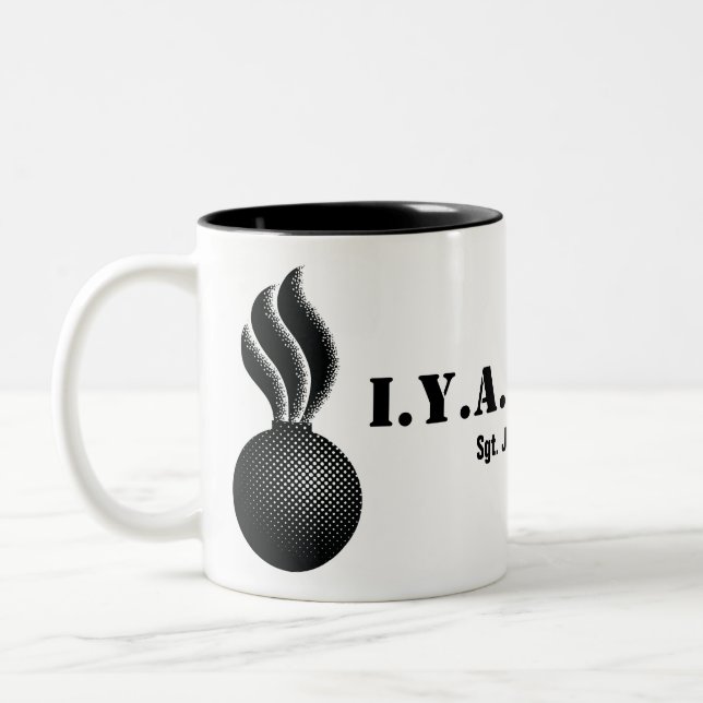 Caneca De Café Em Dois Tons Ammo IYAYAS Nome Personalizado Preto Branco (Esquerda)