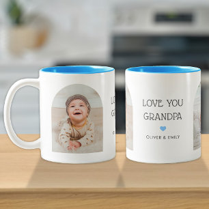 Caneca De Café Em Dois Tons Amo-Te Avô 2 Arch Fotográfico e Nome 11 oz
