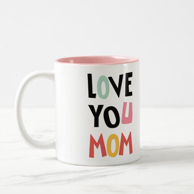 Caneca De Café Em Dois Tons Amo-Te Mãe, Café De Dois Tons. (Esquerda)