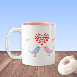 Caneca De Café Em Dois Tons Amo-te mais pombinhos românticos