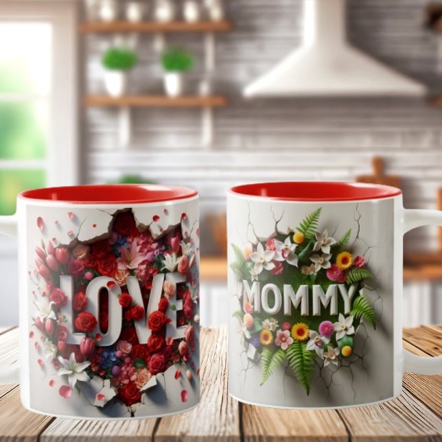 Caneca De Café Em Dois Tons Amo-Te Mamãe Dia de as mães Mug (Criador carregado)