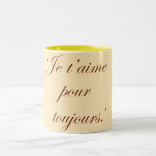 Caneca De Café Em Dois Tons Amo-te para sempre no creme de língua francesa