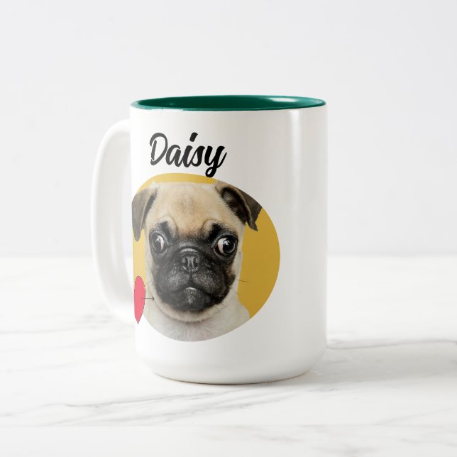 Caneca De Café Em Dois Tons Amo você, Pai, citar cãozinho engraçado e personal (Frente Esquerda)